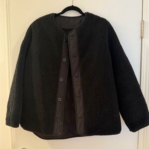 COS Reversible Sherpa/Quilted Jacket w/button front.